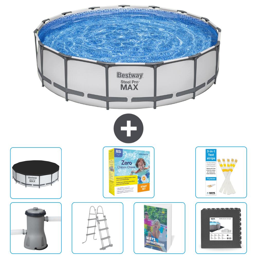 BESTWAY Basen Steel Pro MAX Okrągły - 457x122 cm - 8-częściowy S607