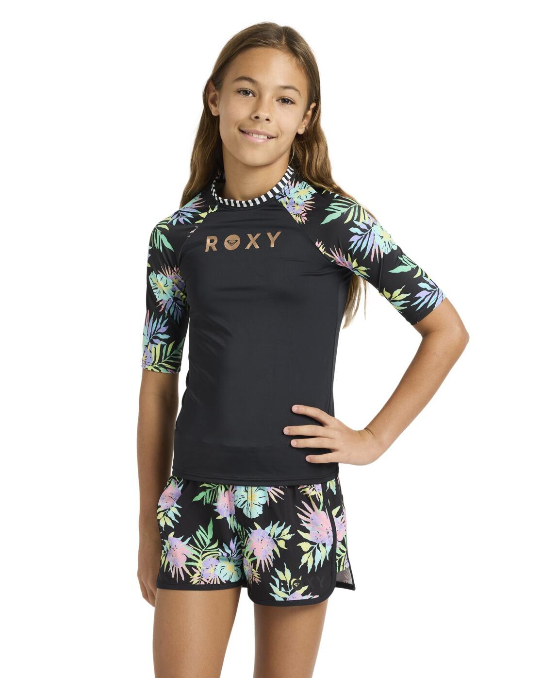 Koszulka rash vest z krótkim rękawem dla Dziewczynki ROXY ACTIVE Różowy