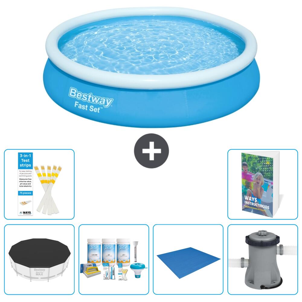 BESTWAY Basen Fast Set Okrągły - 366x76 cm - 7-częściowy S77