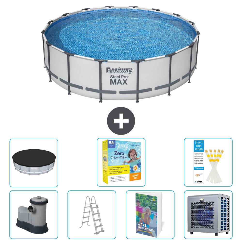 BESTWAY Basen Steel Pro MAX Okrągły - 488x122 cm - 8-częściowy S606