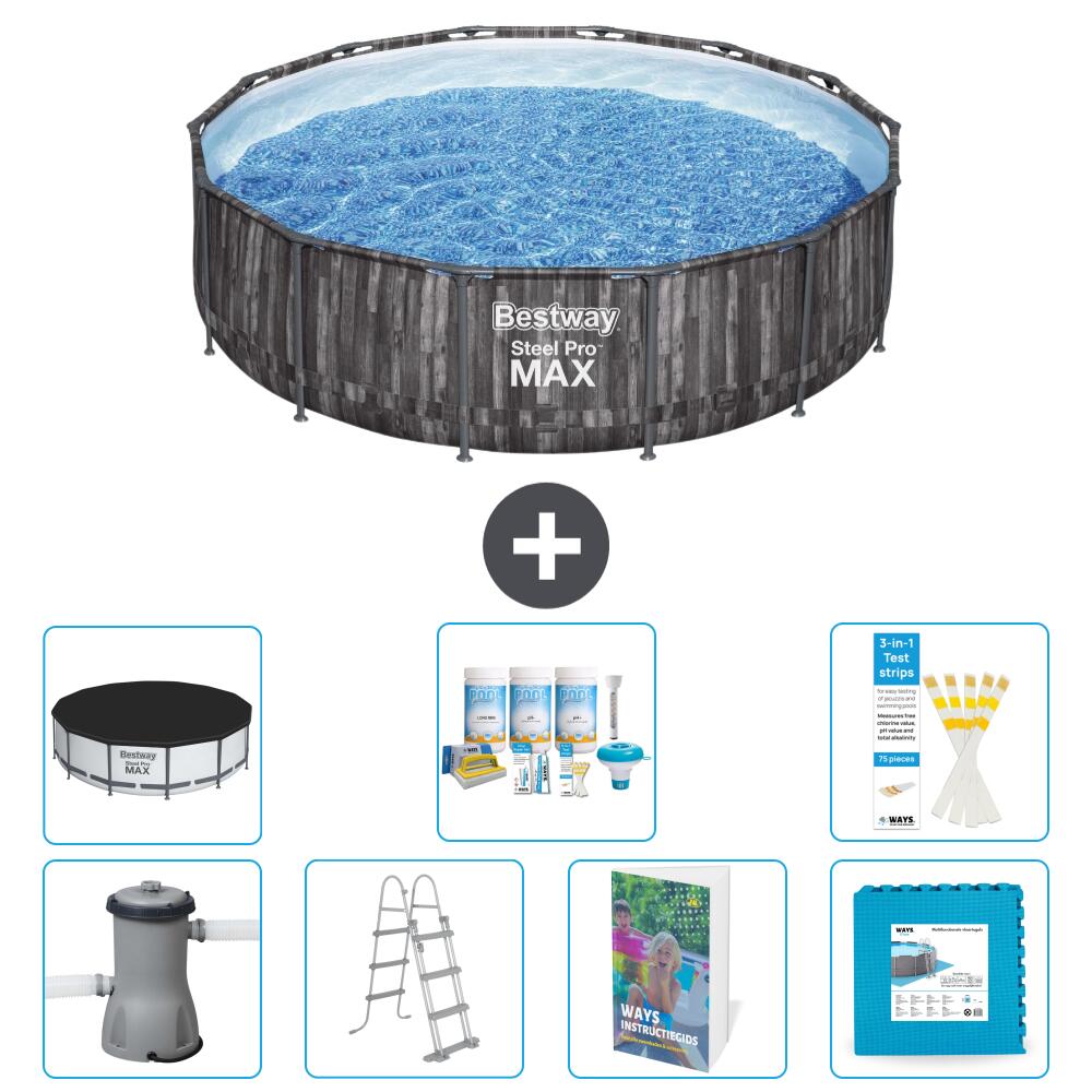 BESTWAY Basen Steel Pro MAX Okrągły - 427x107 cm - 8-częściowy S536