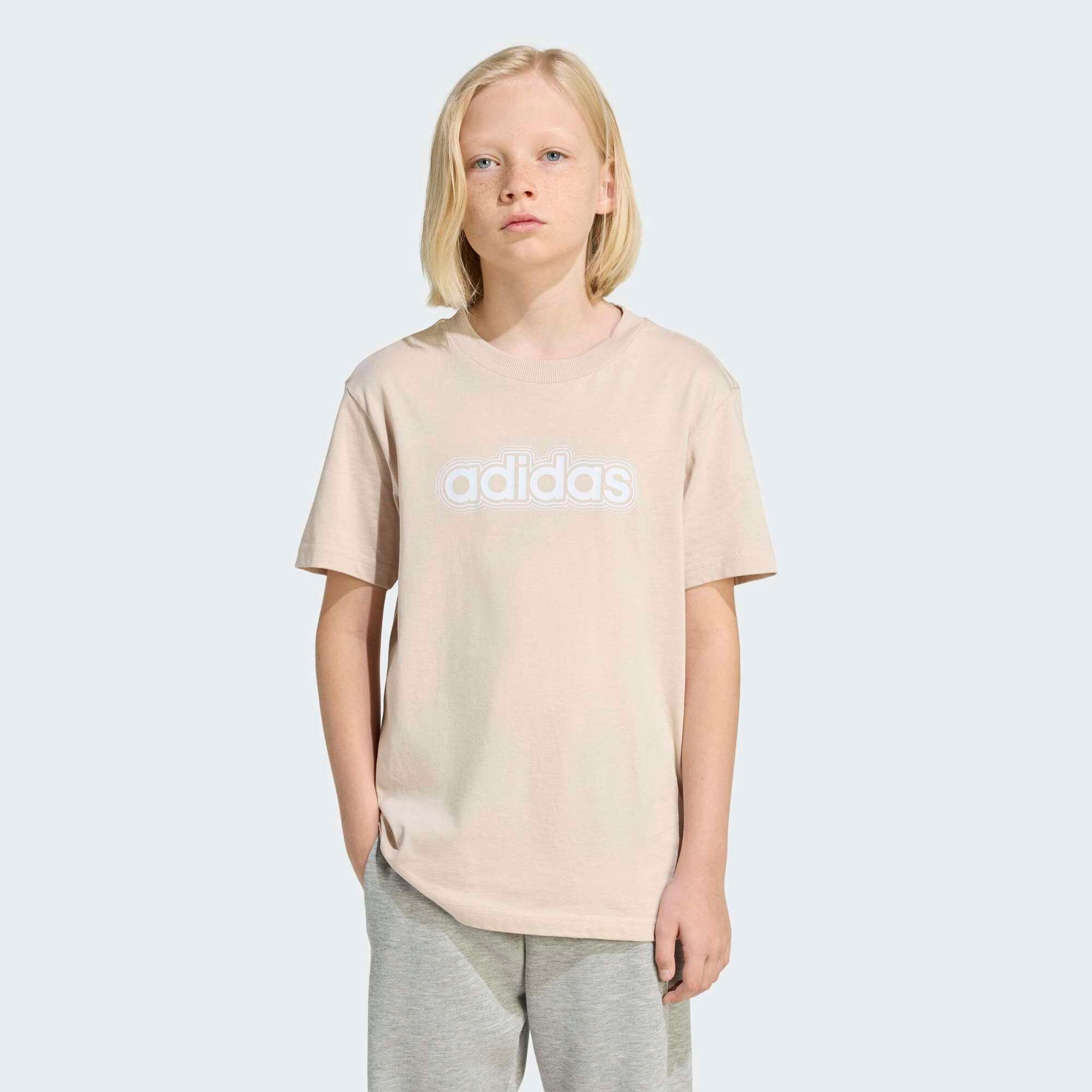 Koszulka dziecięca ADIDAS bawełniana, beżowa
