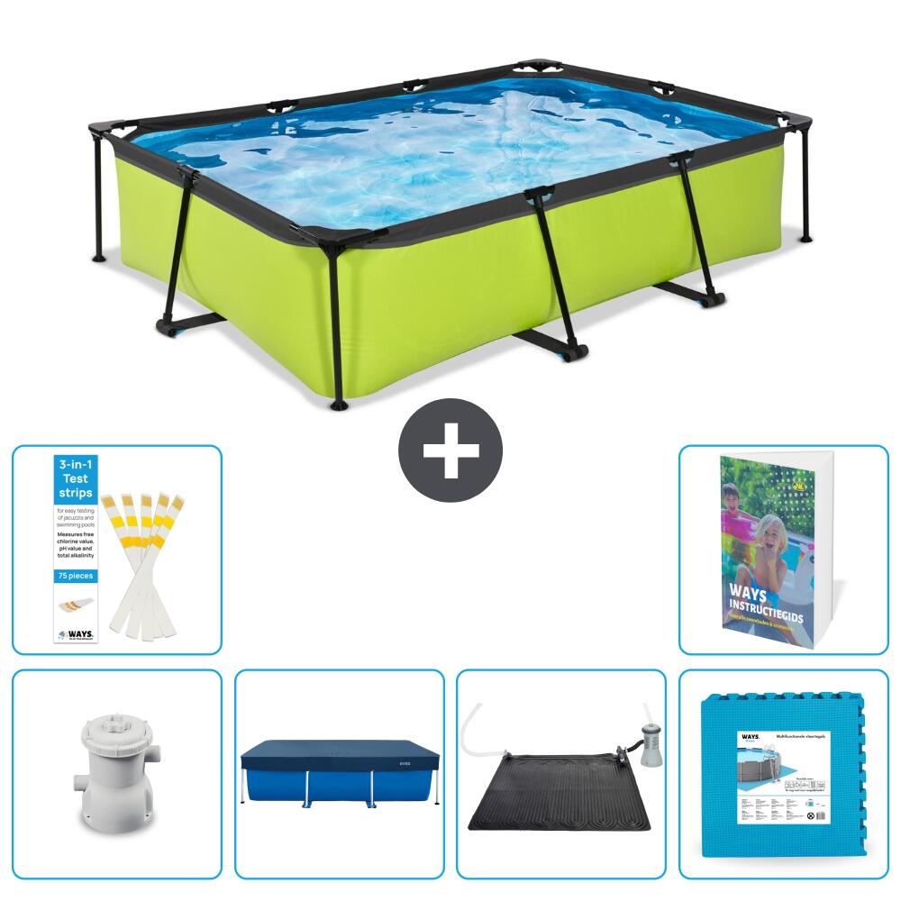 EXIT TOYS Basen Prostokątny - 300x200x65 cm - 7-częściowy S273