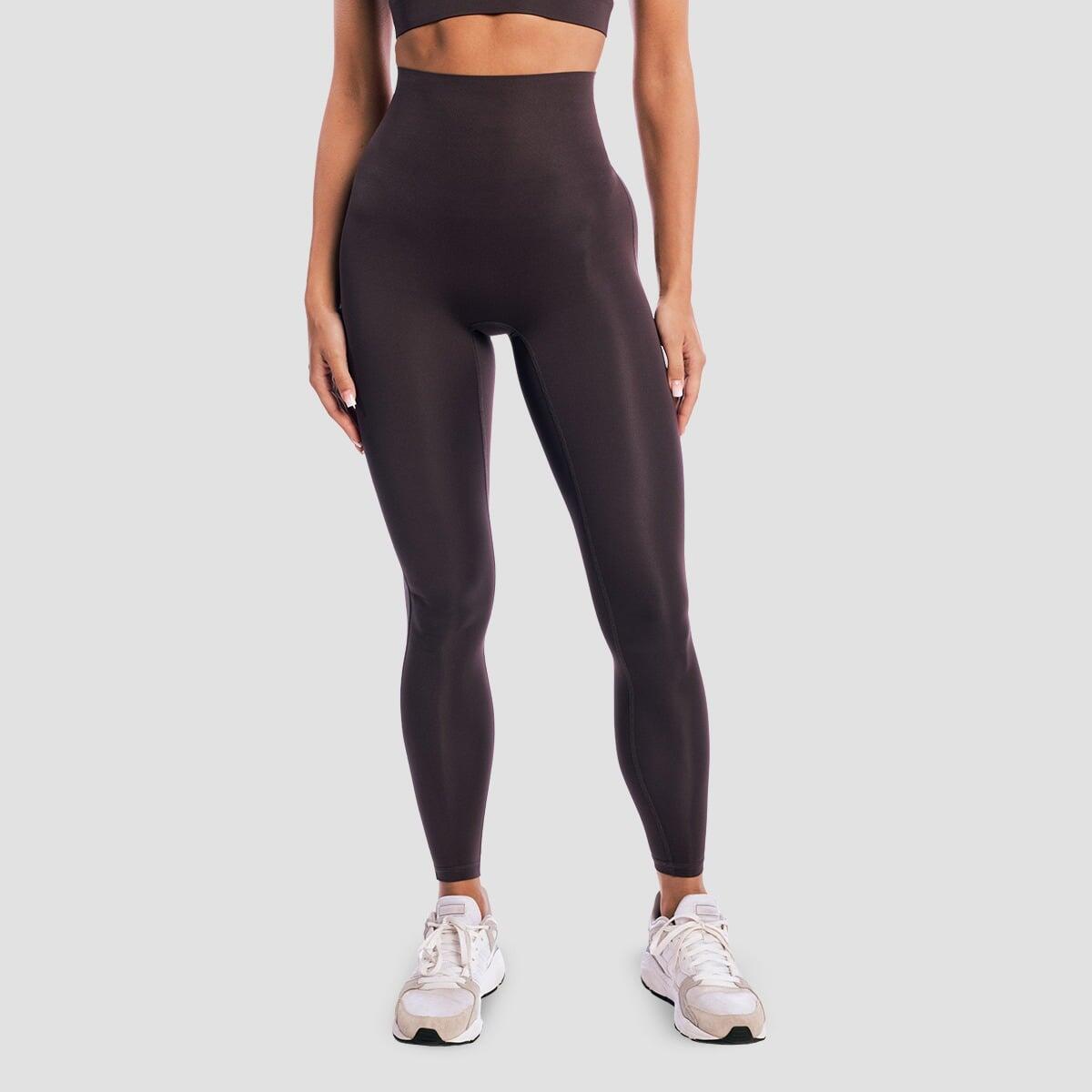 Legginsy damskie fitness z wysoką talią brązowe Aura Tee