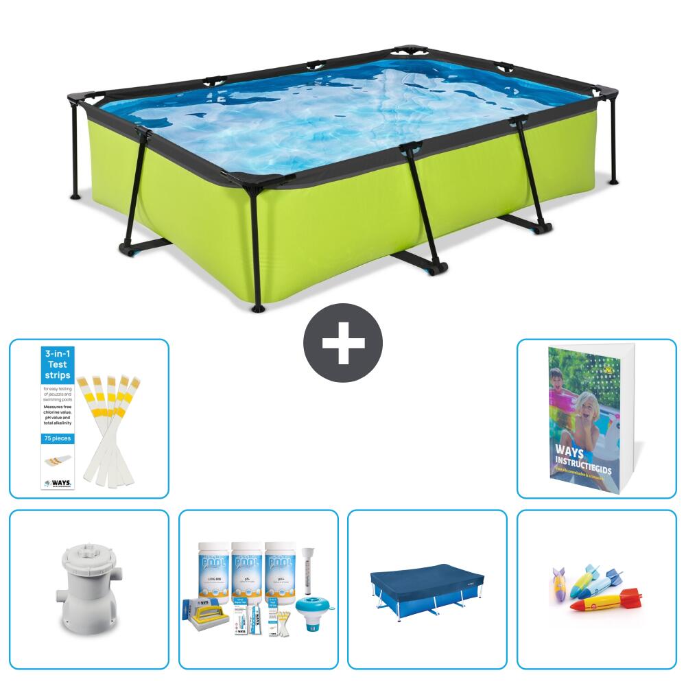 EXIT TOYS Basen Prostokątny - 300x200x65 cm - 7-częściowy S200