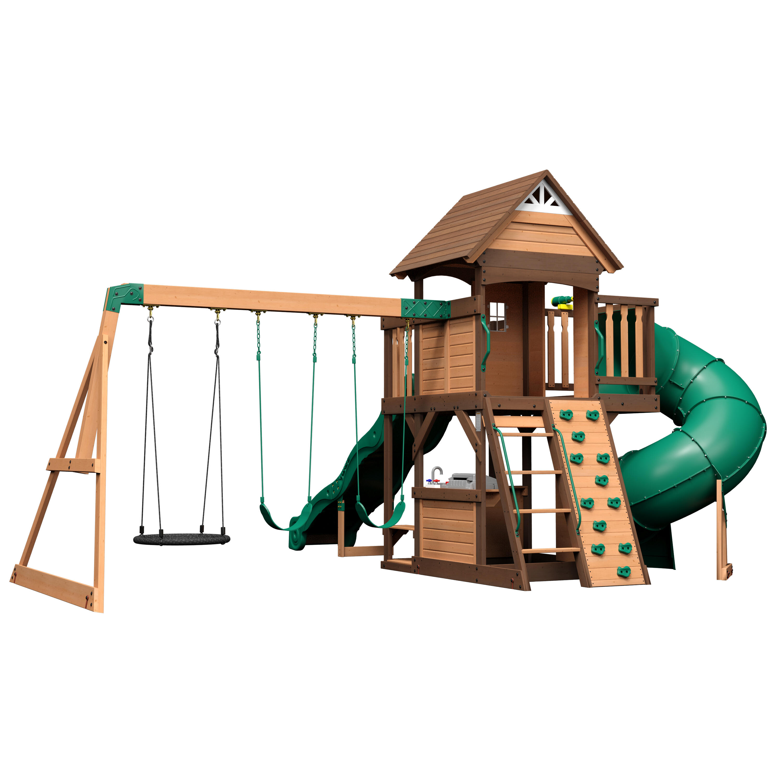 Backyard Discovery Cedar Cove Plac zabaw z hustawkami i zjezdzalniami