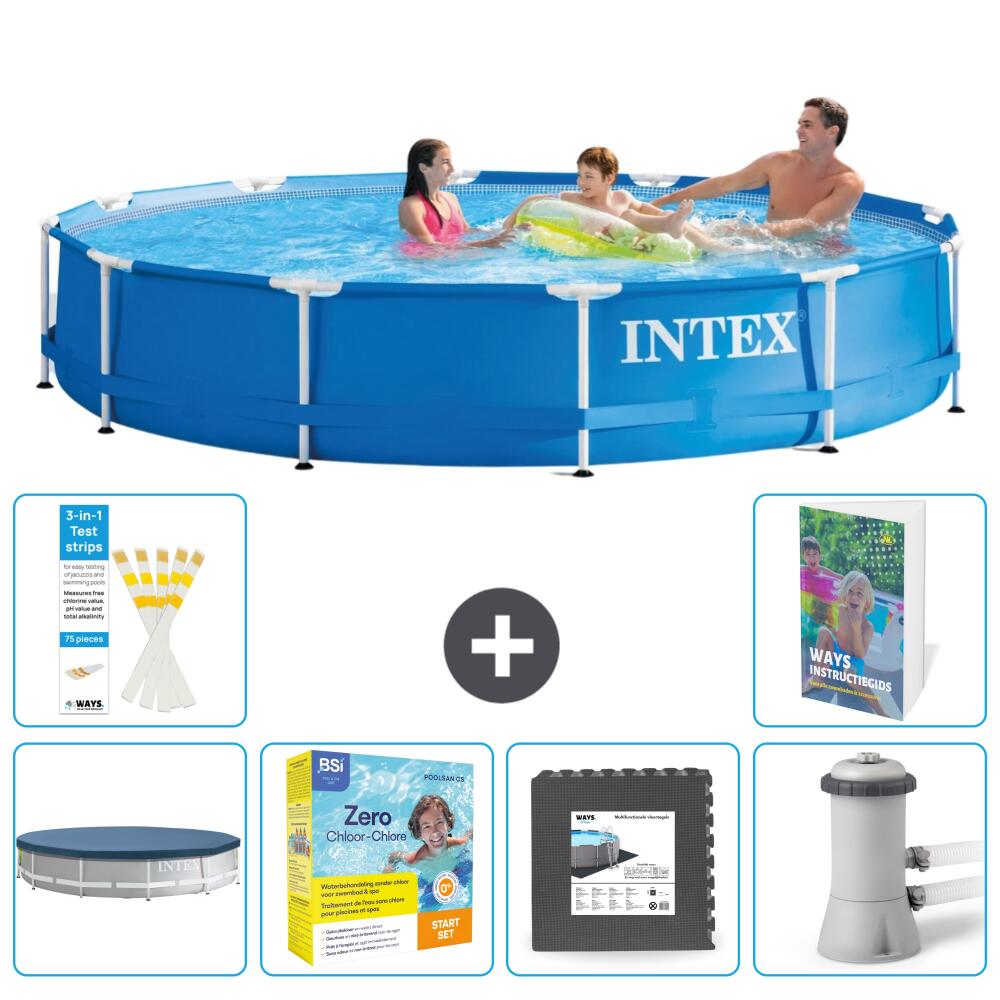 INTEX Basen ze stelażem Okrągły - 366x76 cm - 7-częściowy S85
