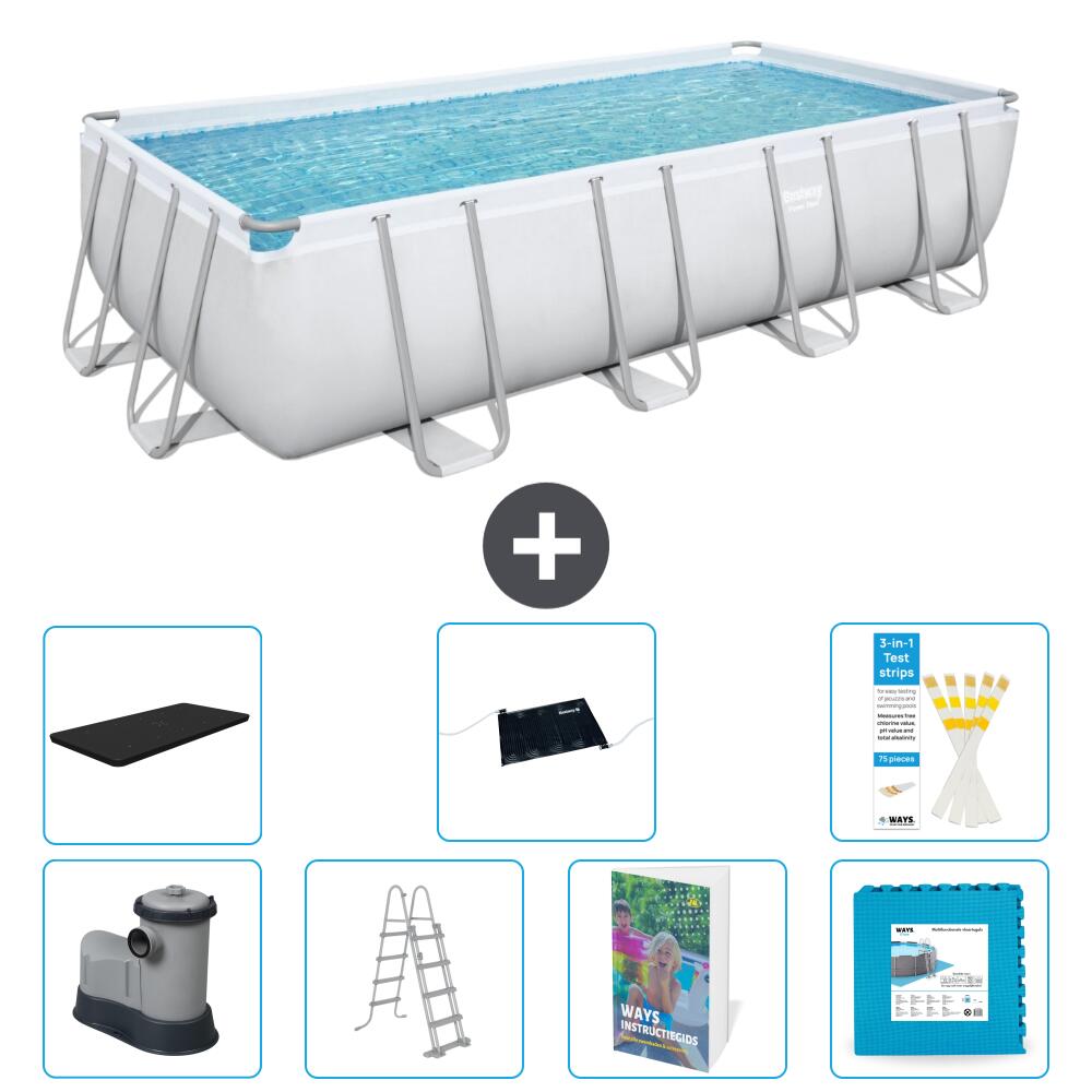 BESTWAY Basen Power Steel Prostokątny - 549x274x122 cm - 8-częściowy S621