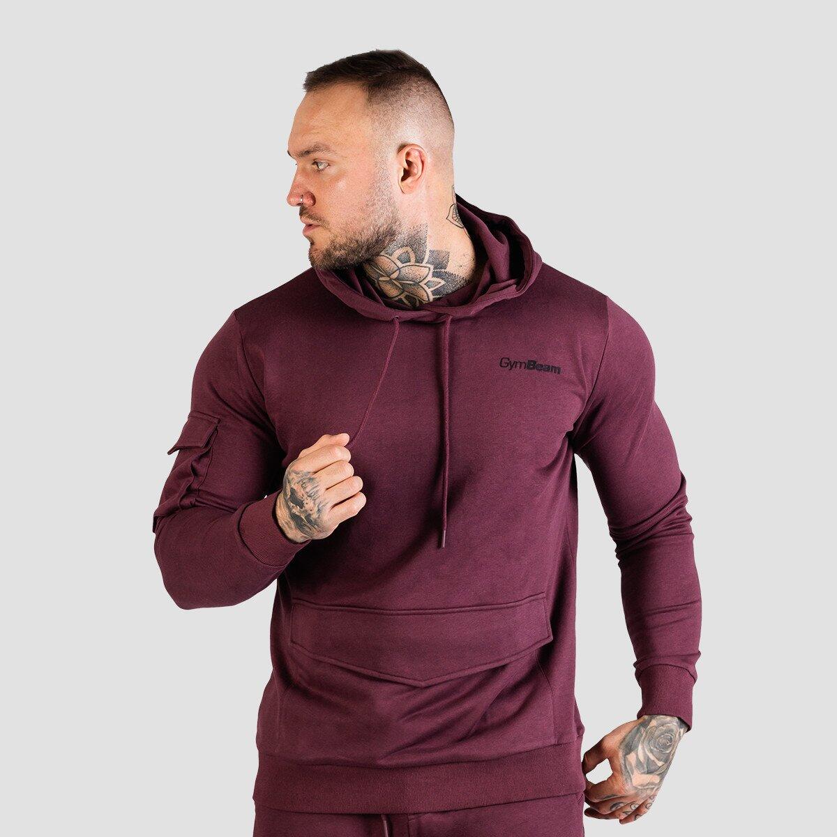 Bluza męska fitness z kapturem bakłażanowa TRN