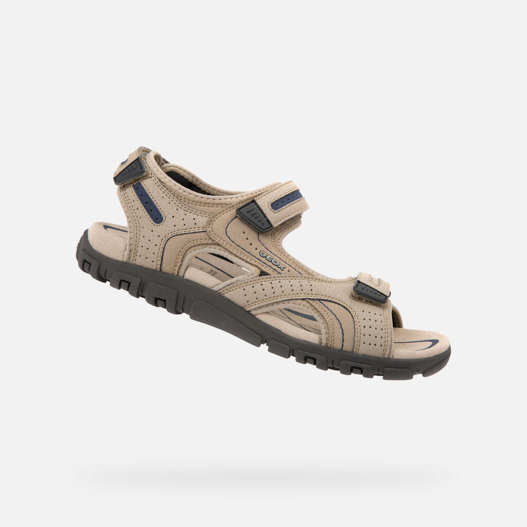 Sandały GEOX UOMO SANDAL STRADA Jasnobrązowy