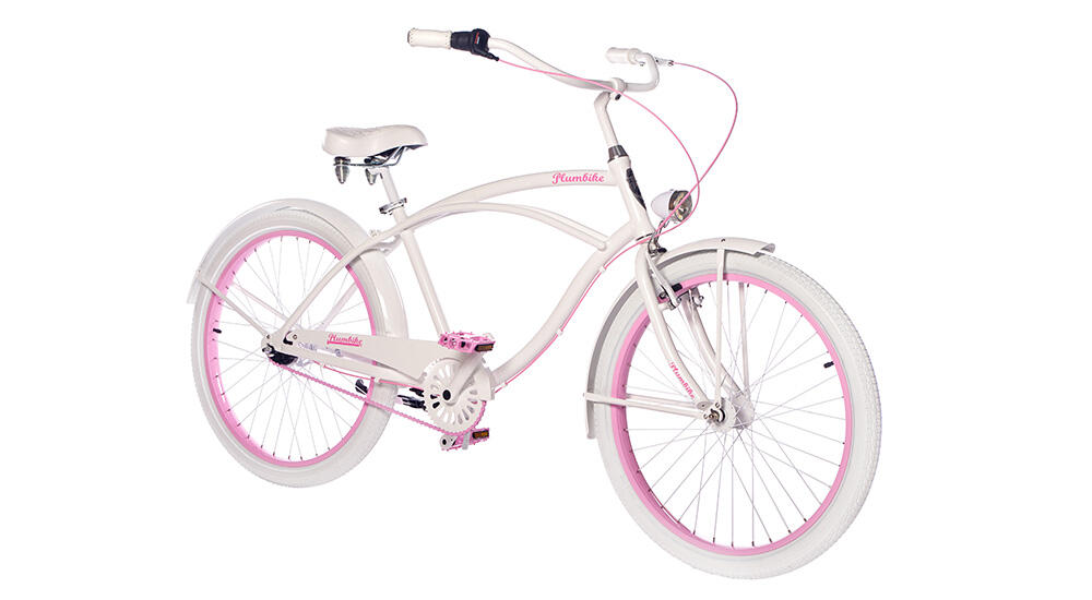 Rower miejski damski Plumbike Rider Go Girl White 7-biegowy z hamulcem v-brake