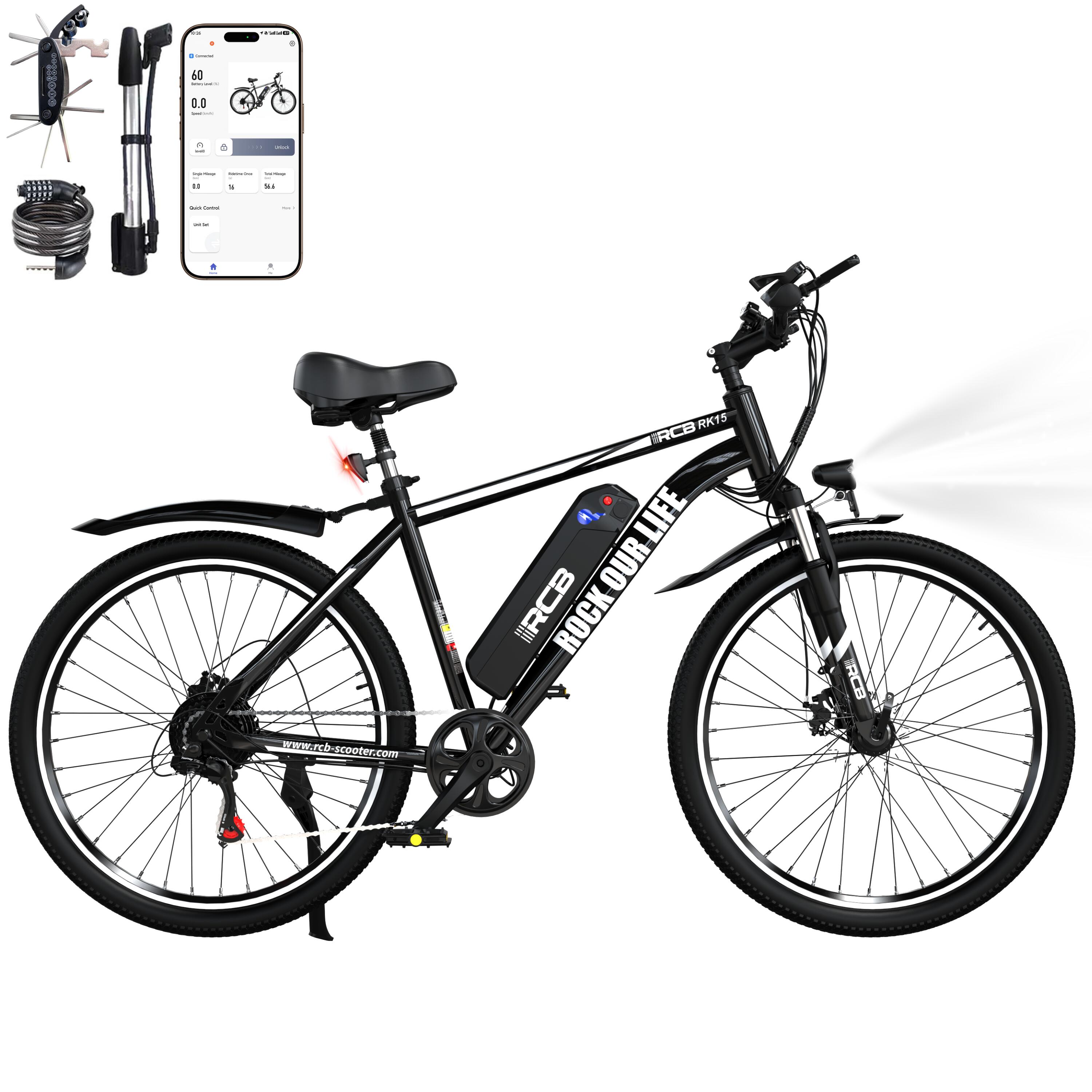 Rower elektryczny dla dorosłych 26 E-Bike, 30-50 km, RCB-RK15