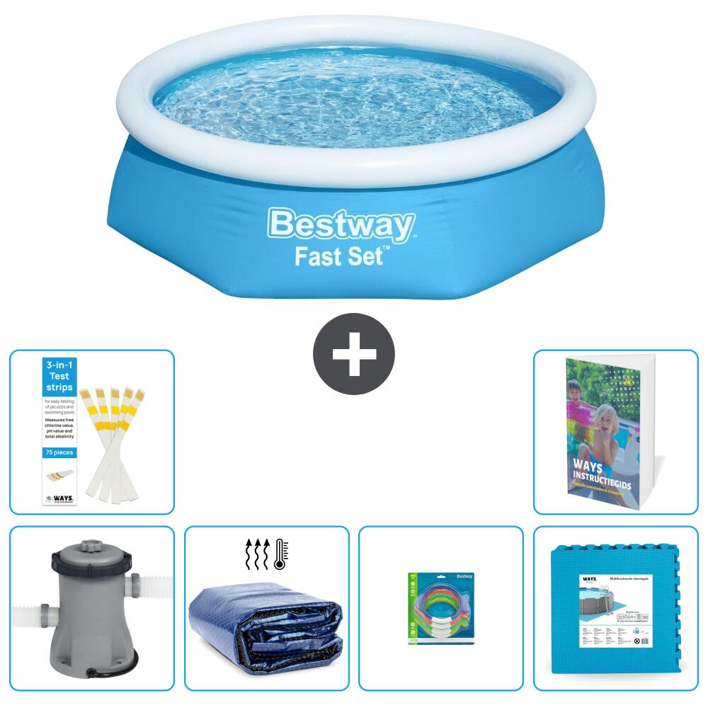 BESTWAY Basen Fast Set Okrągły - 244x61 cm - 7-częściowy S229