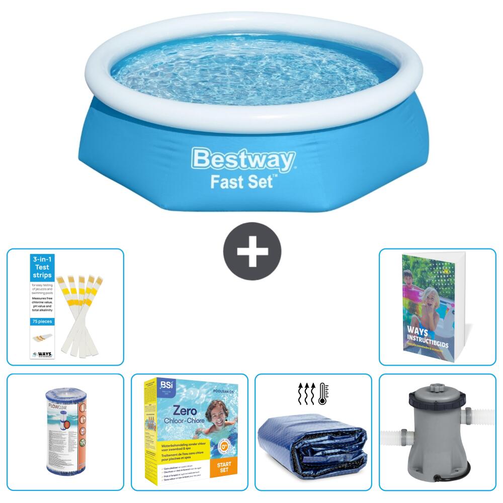 BESTWAY Basen Fast Set Okrągły - 244x61 cm - 7-częściowy S50