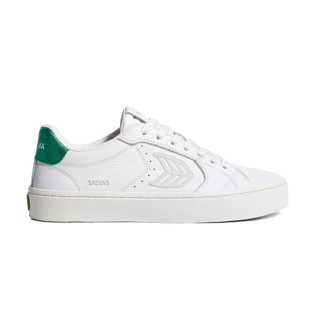 Sneakersy Cariuma Salvas White Premium Leather Ice Logo Metallic Green