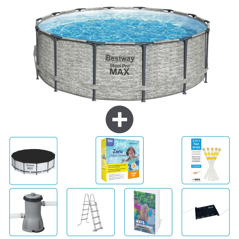 BESTWAY Basen Steel Pro MAX Okrągły - 427x122 cm - 8-częściowy S582