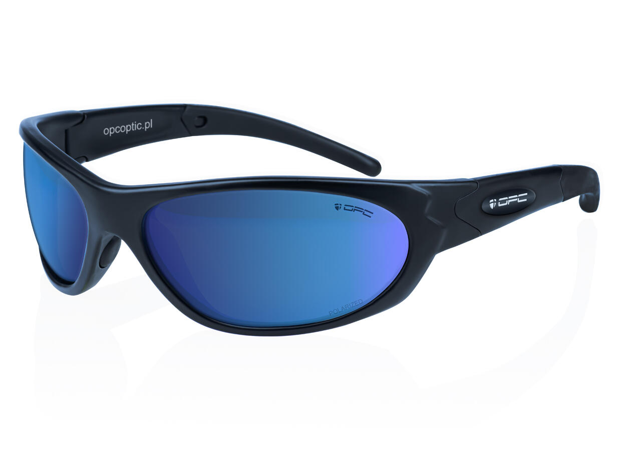 Okulary przeciwsłoneczne MILITARY MARINES Matt Black Blue REVO + ETUI