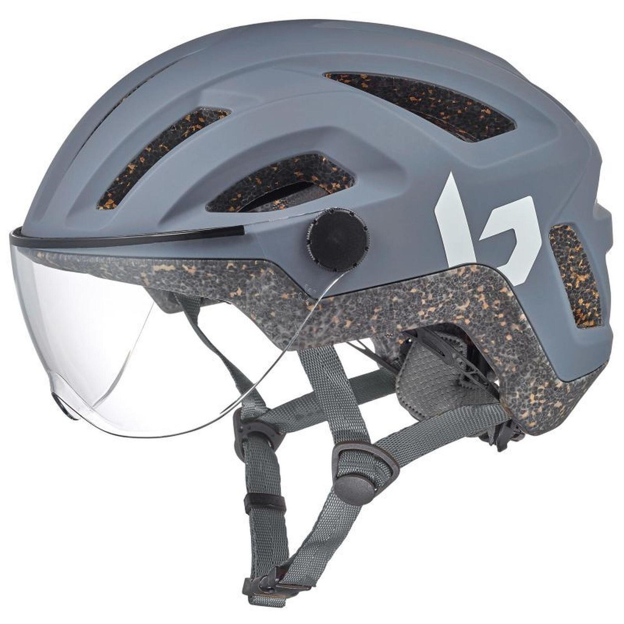 Kask rowerowy miejski „Eco React Visor” matowy chłodny szary