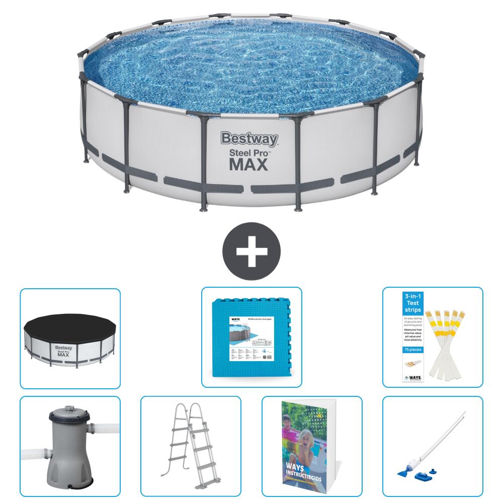 BESTWAY Basen Steel Pro MAX Okrągły - 427x122 cm - 8-częściowy S531