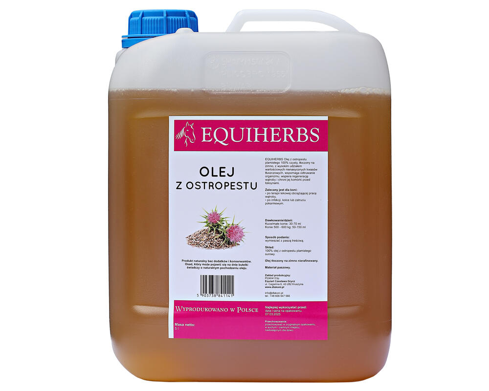 Olej z ostropestu dla koni EQUIHERBS