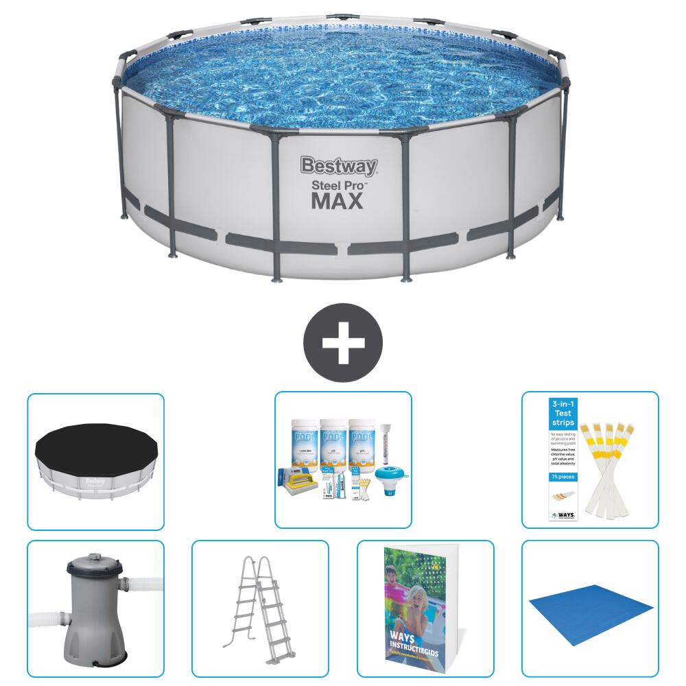 BESTWAY Basen Steel Pro MAX Okrągły - 427x84 cm - 8-częściowy S599