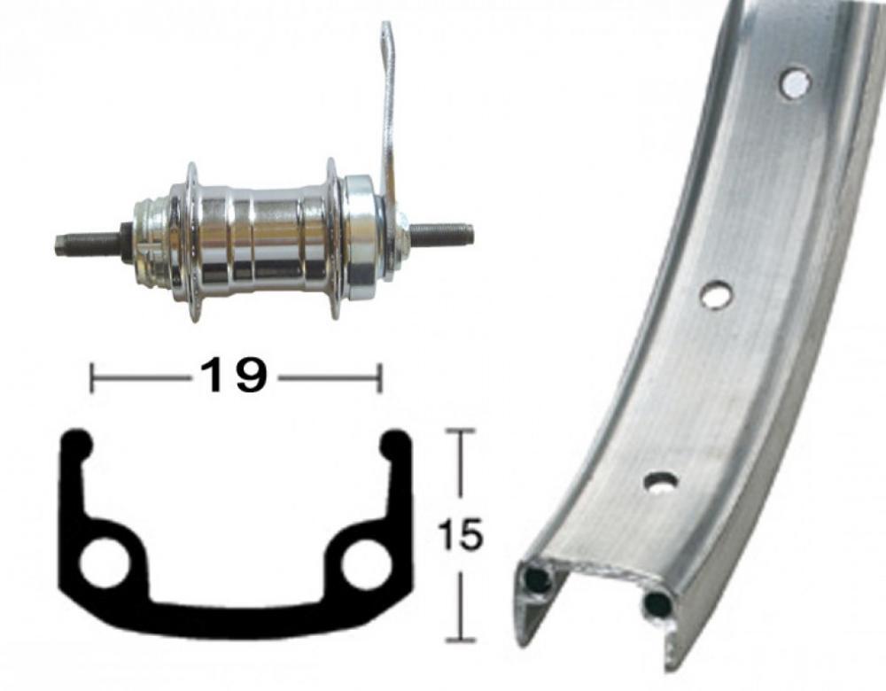 Obręcz koła tylnego z zaworem piasty stalowej 20 otworów 8,5 mm aluminium Roland