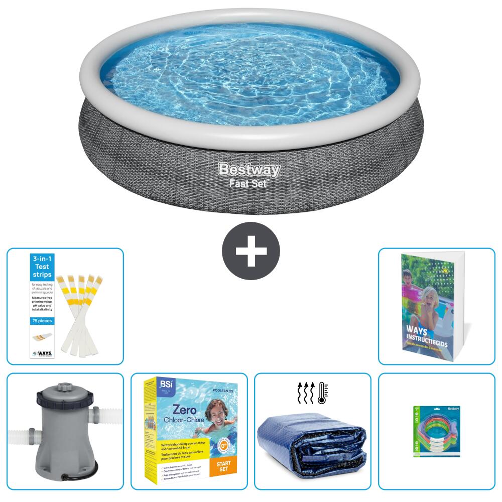 BESTWAY Basen Fast Set Okrągły - 366x76 cm - 7-częściowy S181