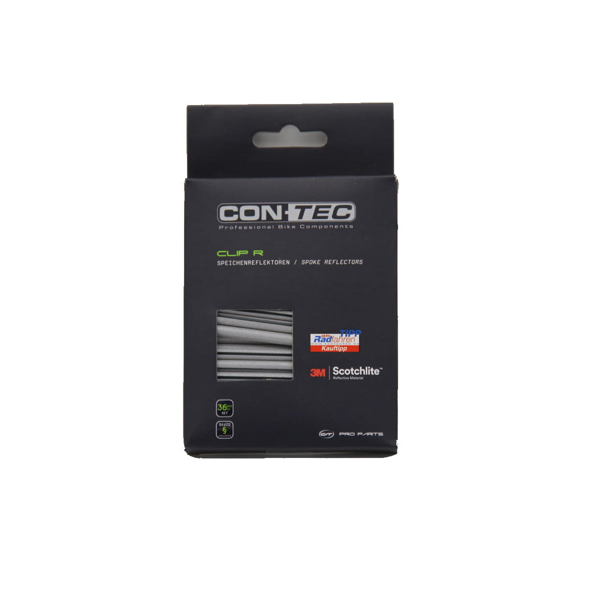 CONTEC Clip R odblaski na szprychy zestaw 36 srebrny