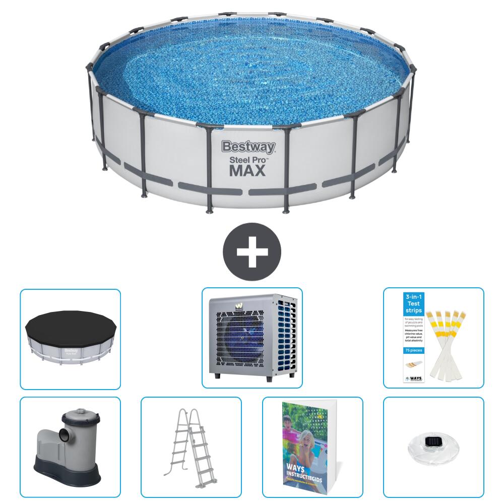 BESTWAY Basen Steel Pro MAX Okrągły - 488x122 cm - 8-częściowy S523