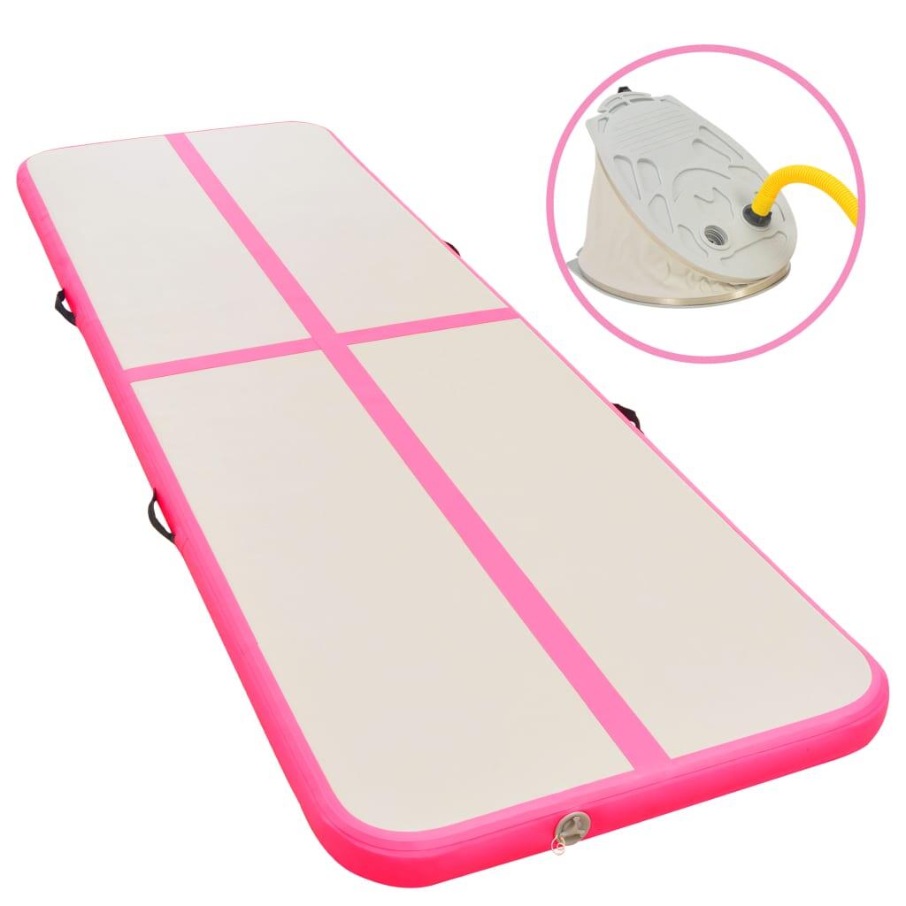 VidaXL Nadmuchiwana mata gimnastyczna 400x100x10 cm PVC szaro-różowa