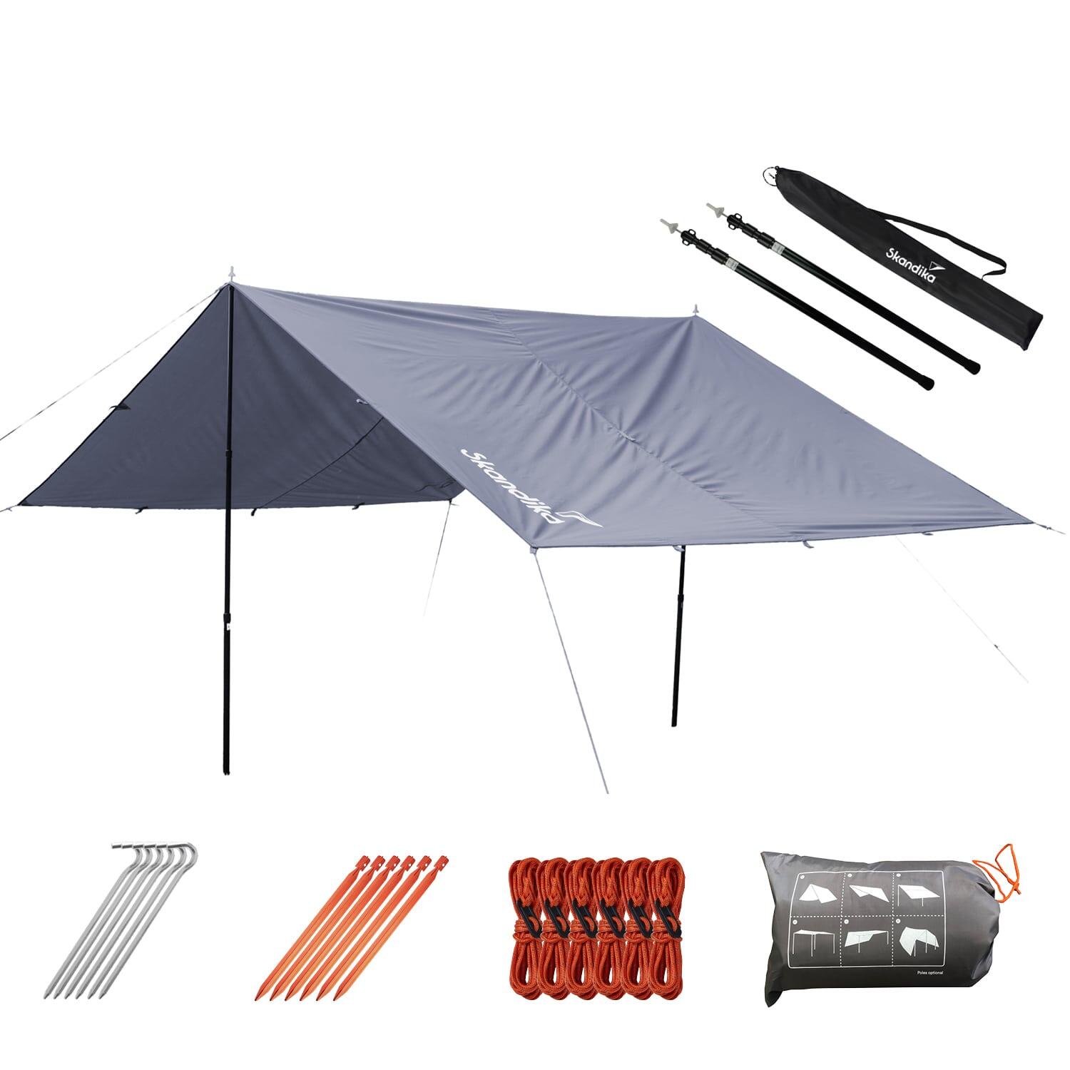 Płachta biwakowa tarp XL, 5m x 3m, z masztami teleskopowymi