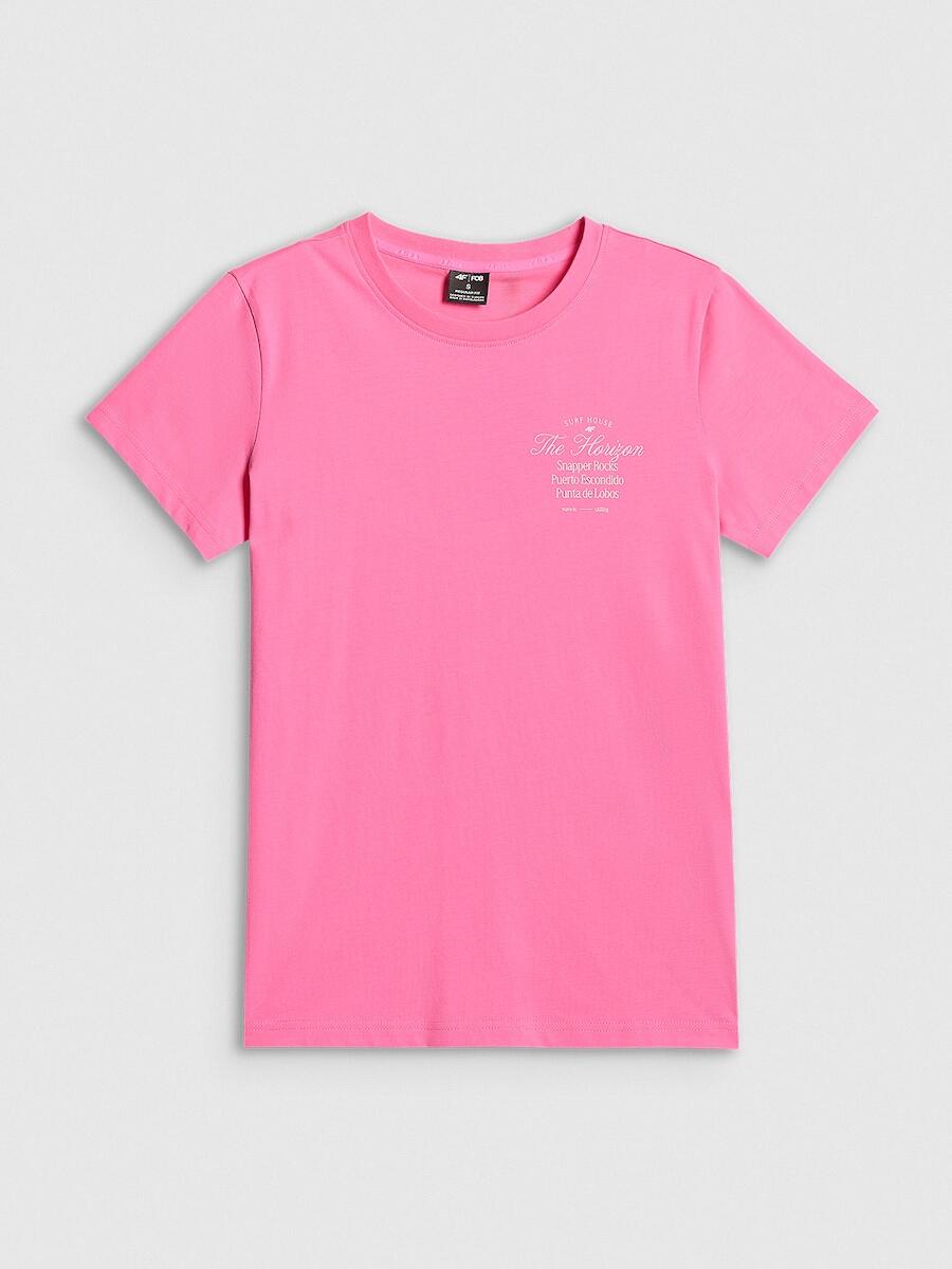 T-shirt regular z nadrukiem damski 4F 4FRSS26TTSHF4537