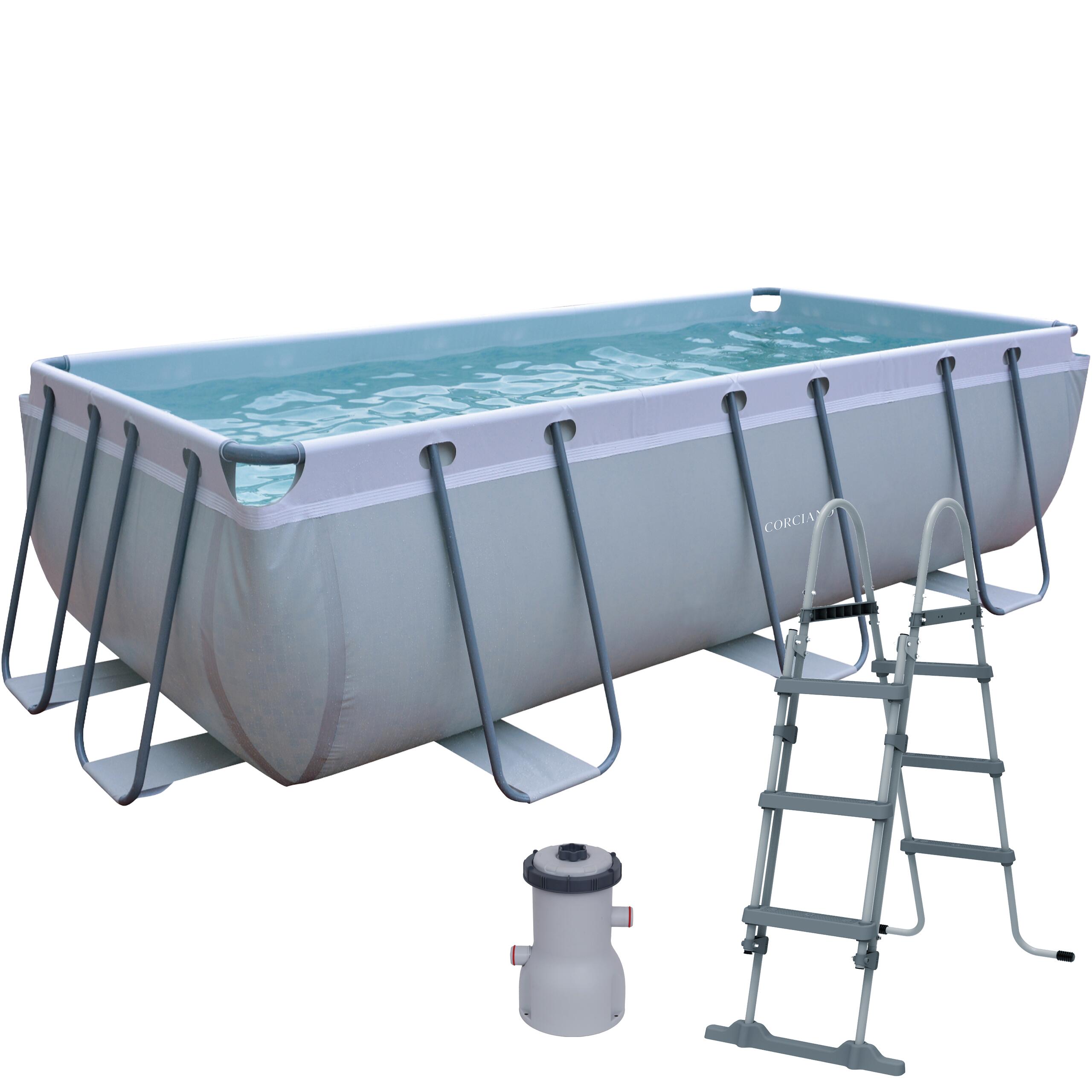 Basen Ogrodowy 400 x 200 x 99 cm Pompa Stelażowy Corciano Plus