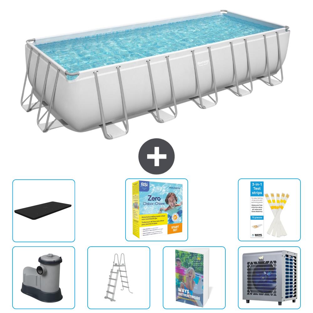 BESTWAY Basen Power Steel Prostokątny - 640x274x132 cm - 8-częściowy S606