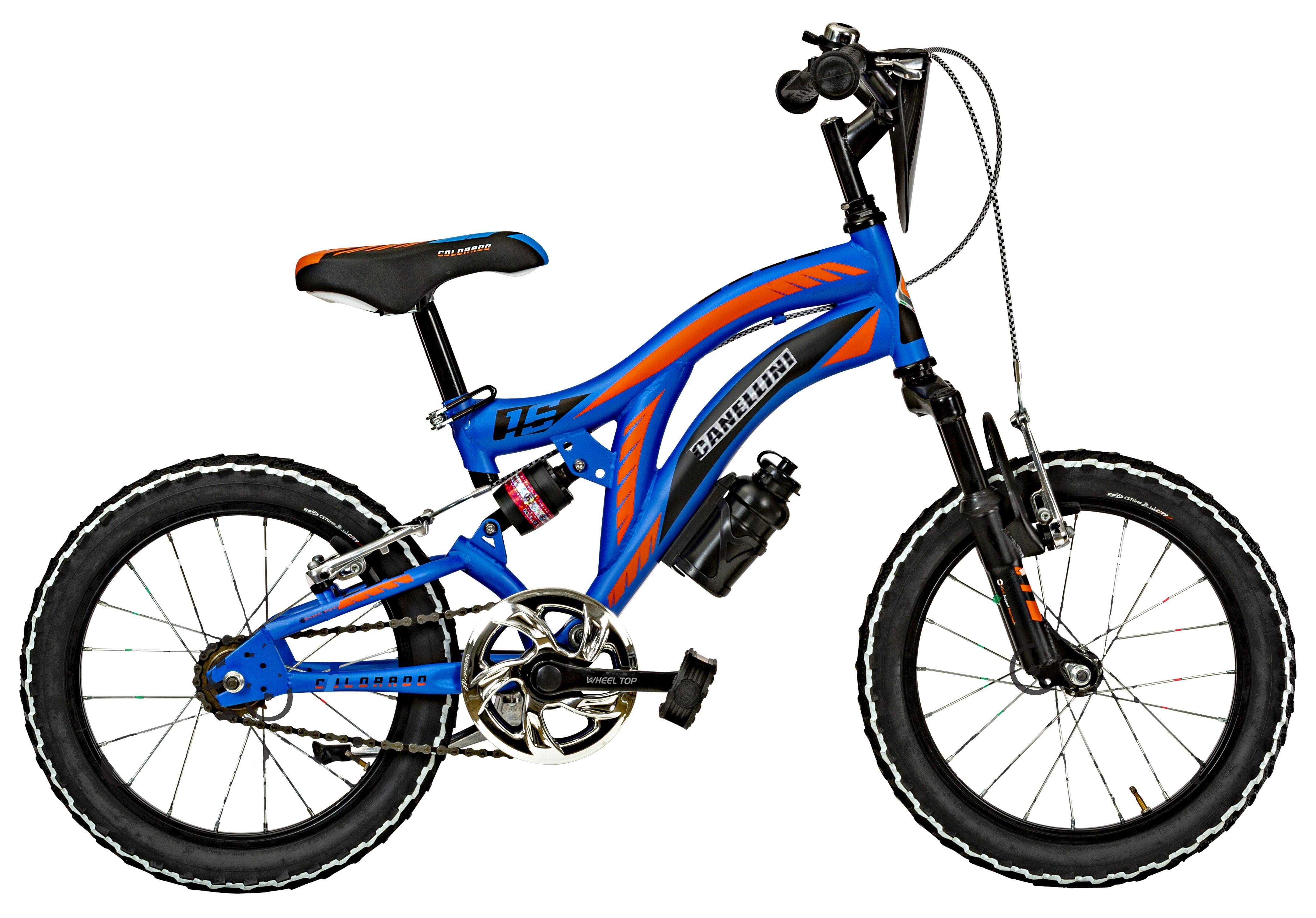 Rower Dziecięcy MTB Canellini COLORADO 16 z pełnym zawieszeniem - Nieb./Pom.