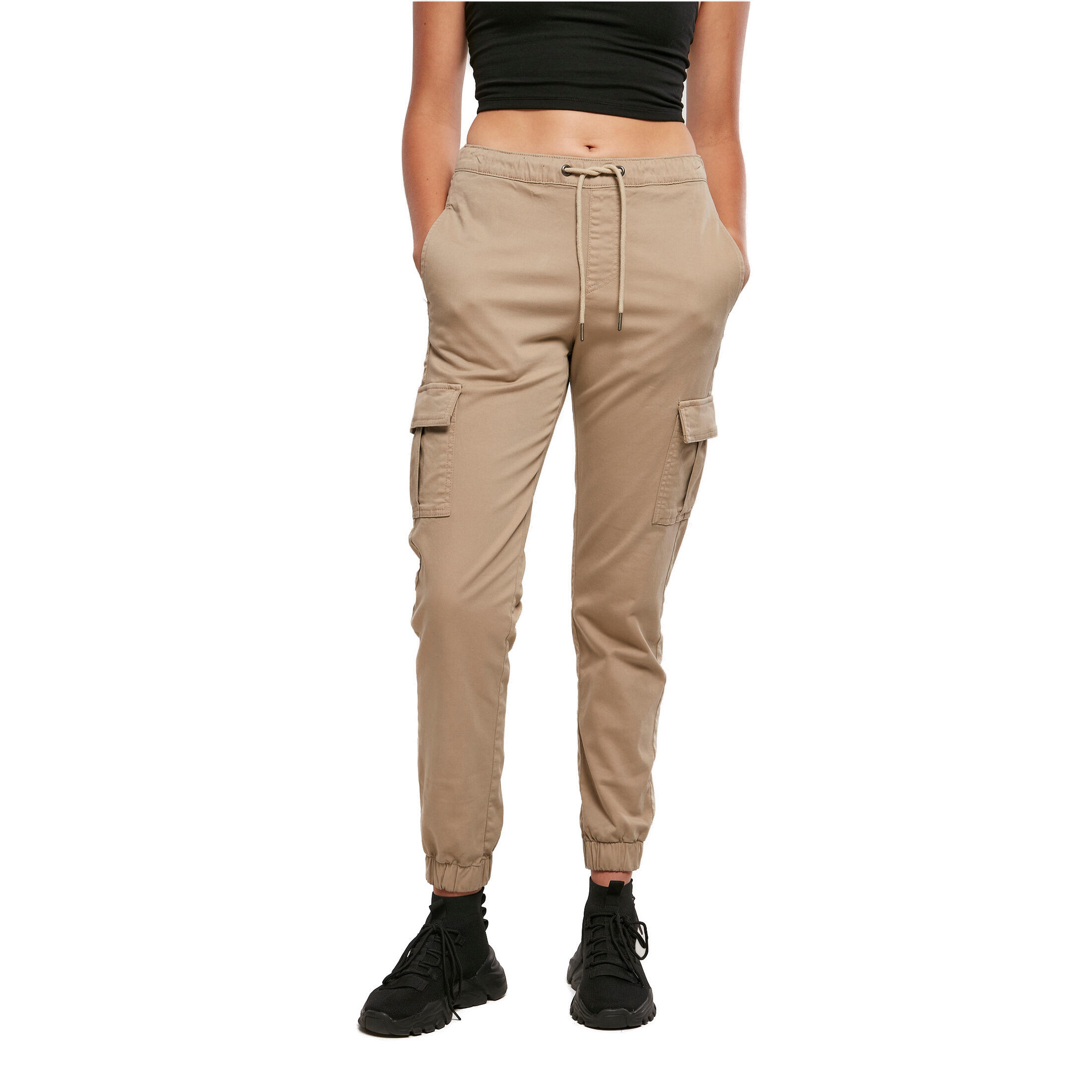 Wysokiej talii damskie spodnie dresowe cargo wygodne Urban Classics GT