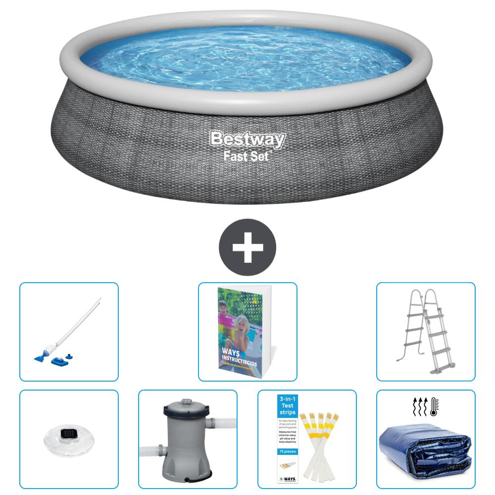 BESTWAY Basen Fast Set Okrągły - 457x107 cm - 8-częściowy S378