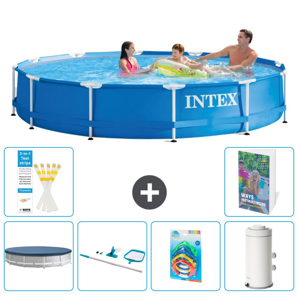 INTEX Basen ze stelażem Okrągły - 366x76 cm - 7-częściowy S151