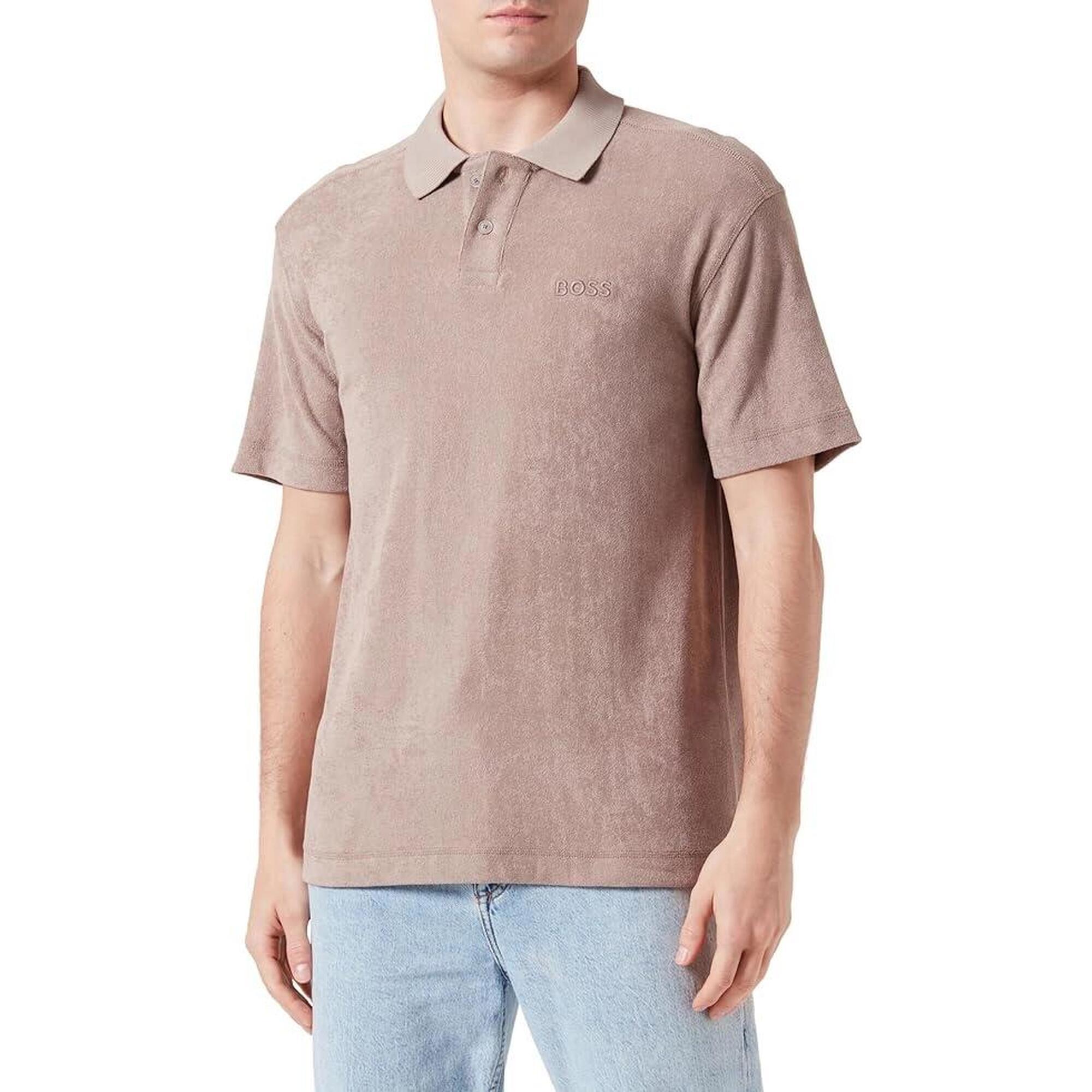 Koszulka Polo męska BOSS Pe Towel Open Brown relaxed fit brązowa (50511083-246)