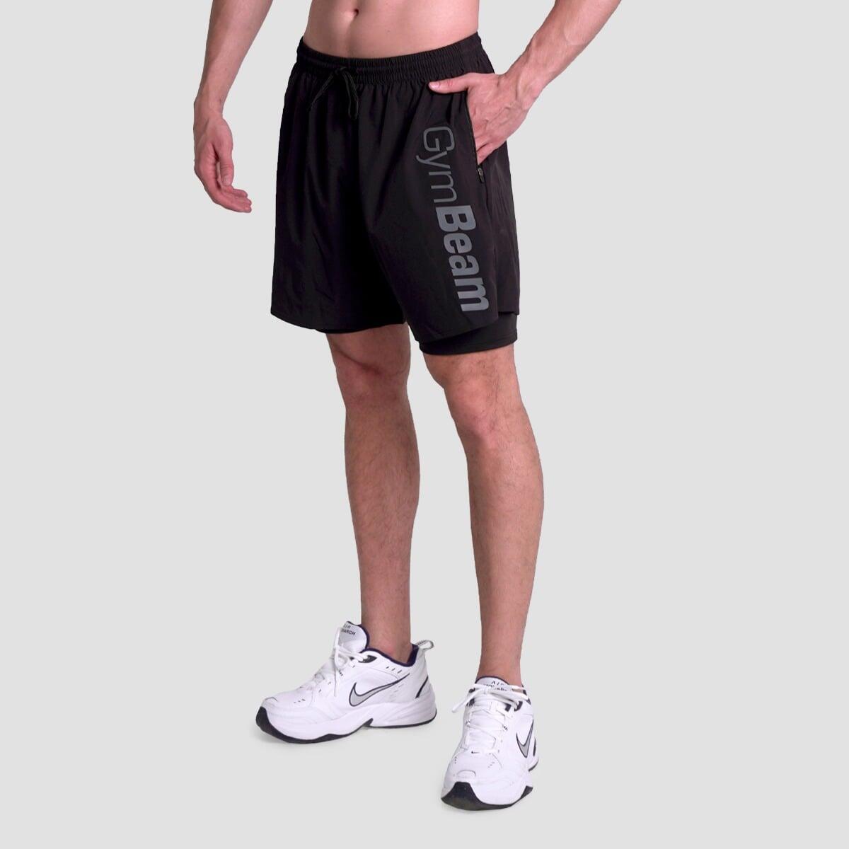Szorty męskie fitness 2w1 czarne Essence