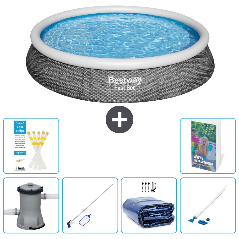 BESTWAY Basen Fast Set Okrągły - 396x84 cm - 7-częściowy S323