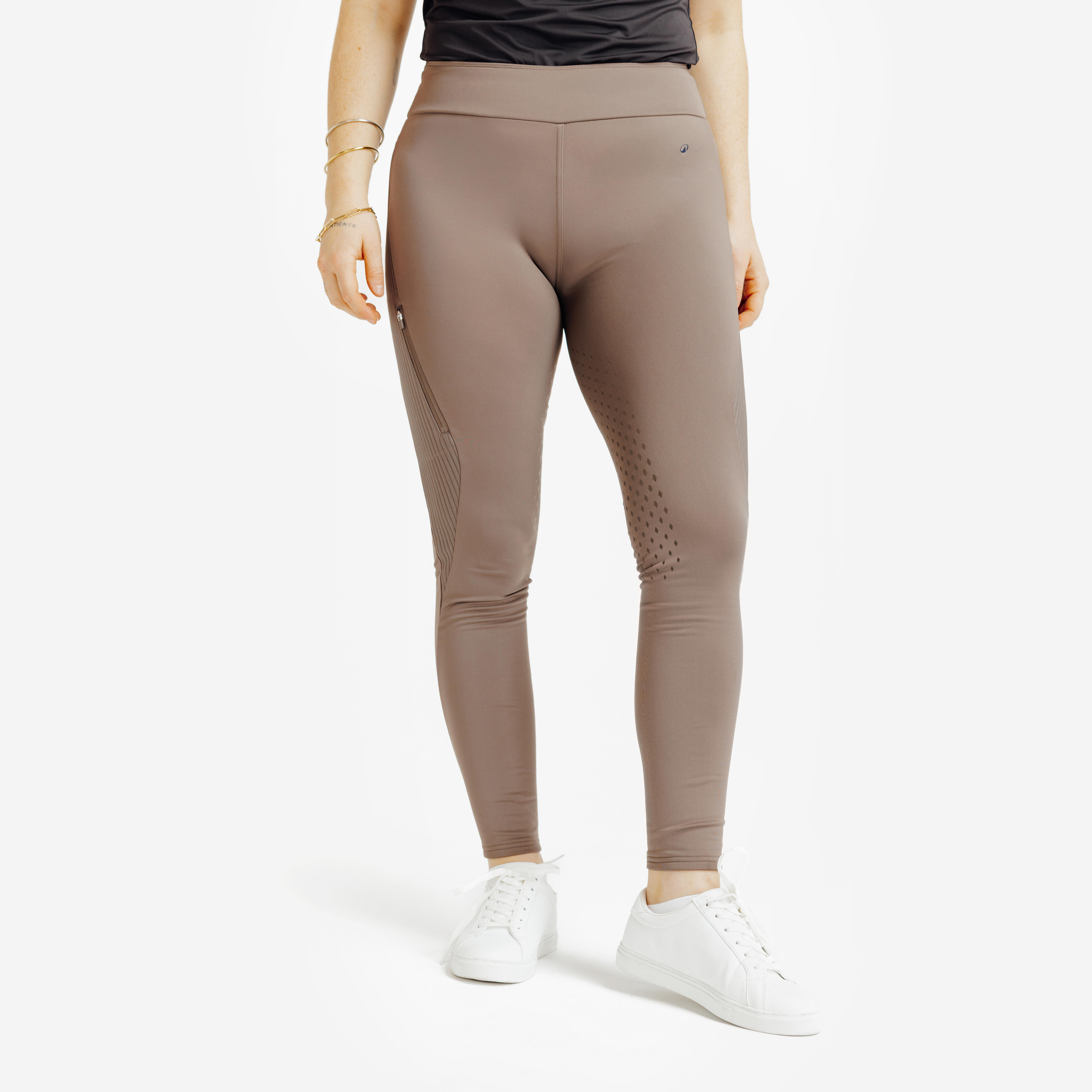 Legginsy jeździeckie damskie ciepłe z silikonowym lejem