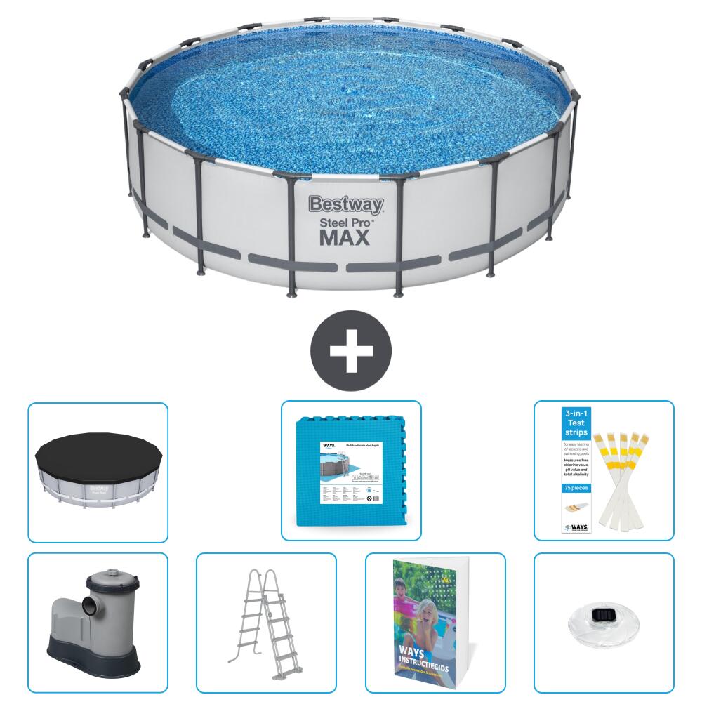 BESTWAY Basen Steel Pro MAX Okrągły - 488x122 cm - 8-częściowy S674