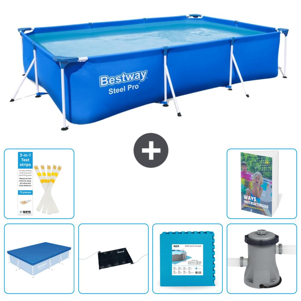 BESTWAY Basen Steel Pro Prostokątny - 300x201x66 cm - 7-częściowy S99