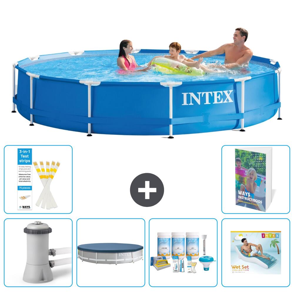 INTEX Basen ze stelażem Okrągły - 366x76 cm - 7-częściowy S335