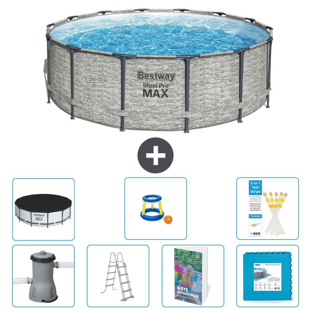 BESTWAY Basen Steel Pro MAX Okrągły - 427x122 cm - 8-częściowy S570