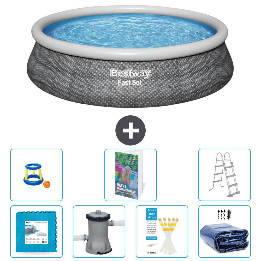 BESTWAY Basen Fast Set Okrągły - 457x107 cm - 8-częściowy S403