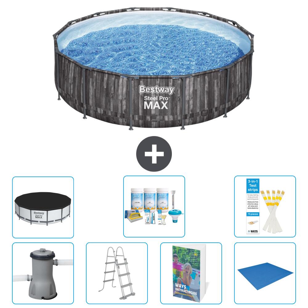 BESTWAY Basen Steel Pro MAX Okrągły - 427x107 cm - 8-częściowy S599