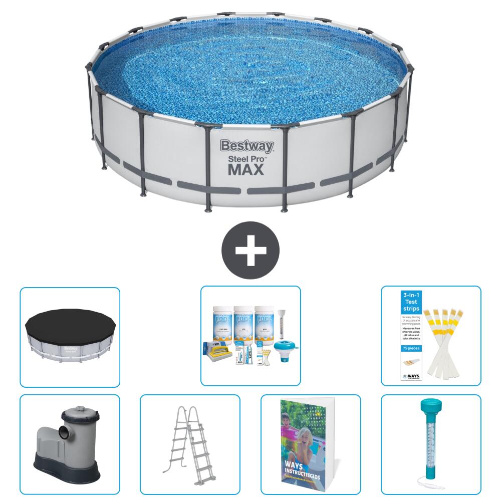 BESTWAY Basen Steel Pro MAX Okrągły - 488x122 cm - 8-częściowy S574