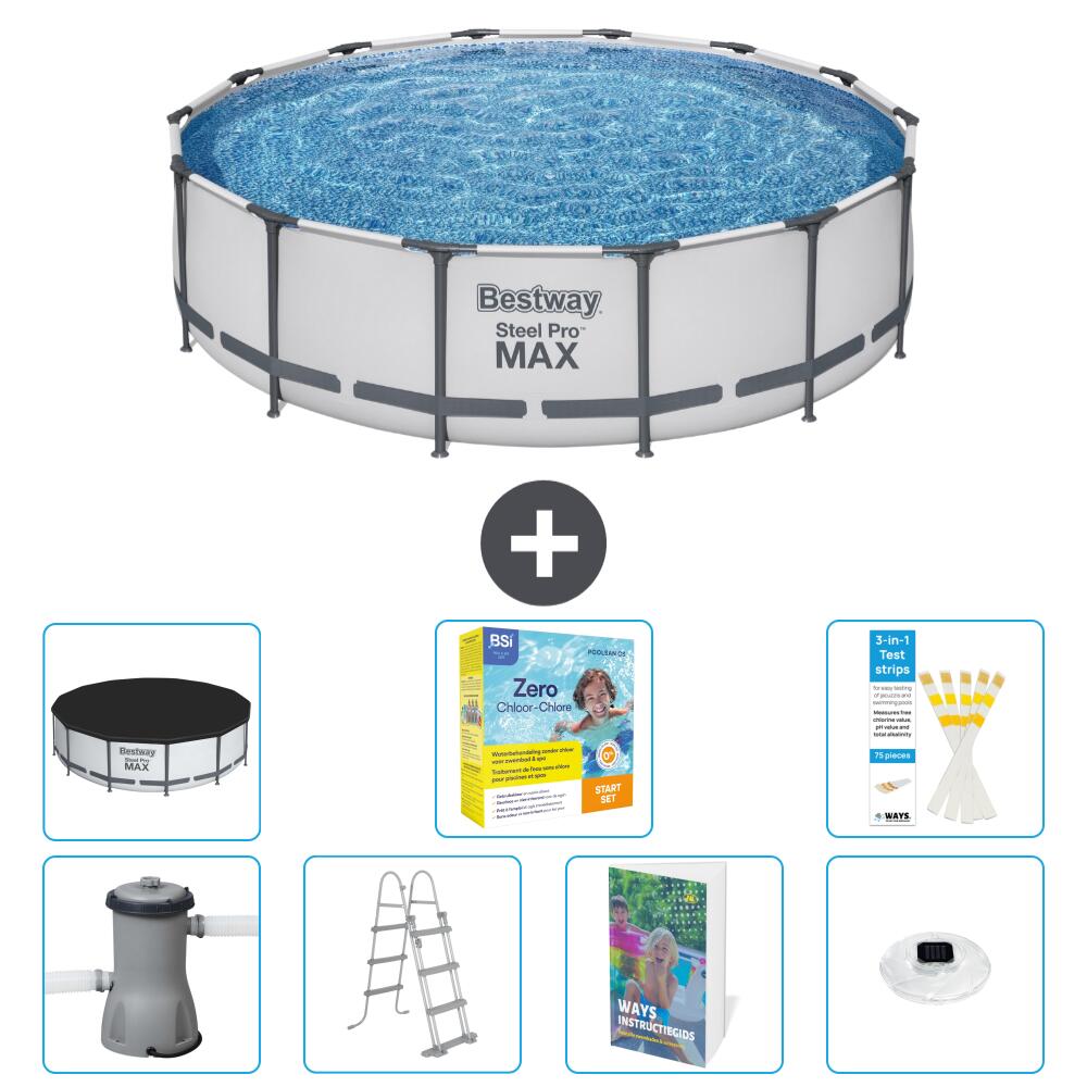 BESTWAY Basen Steel Pro MAX Okrągły - 427x122 cm - 8-częściowy S526